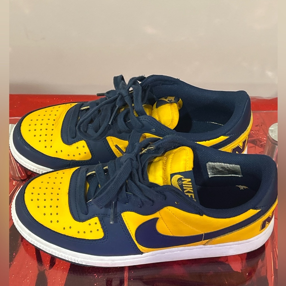 6.Nike Terminator Low OG "Michigan" sneaker in University Gold and Navy leather